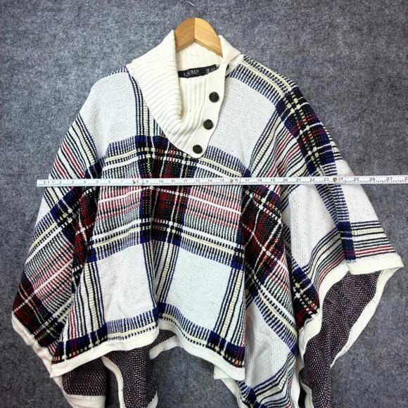 Lauren Ralph Lauren Poncho Sweater Womens S/M Cape Preppy Equestrian Black Label - Picture 6 of 7
